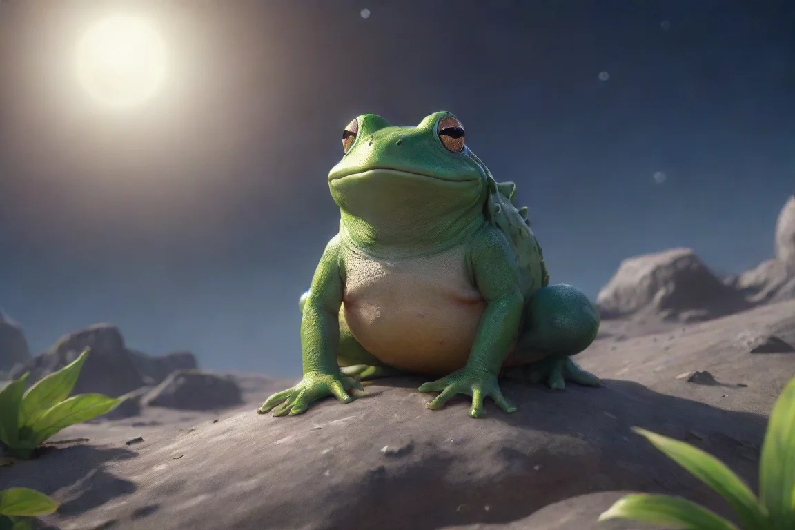 artstation art frog on the moon in summer confident engaging wow 3 landscape