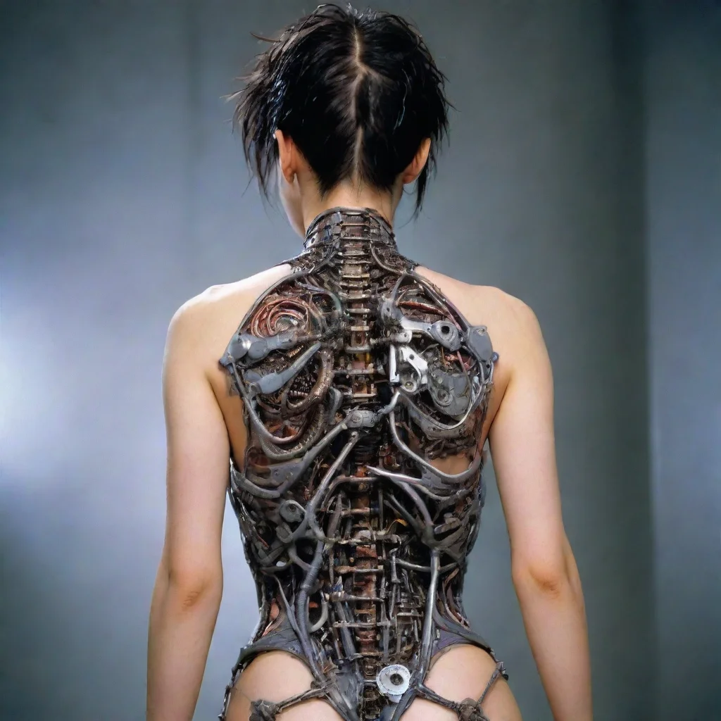 aiartstation art from movie event horizon 1997 from movie tetsuo 1989 from movie virus 1999 womans back made of machine parts hyper reali confident engaging wow 3