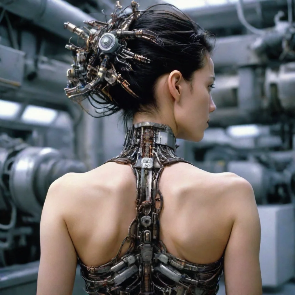 artstation art from movie event horizon 1997 from movie tetsuo 1989 from movie virus 1999 women from behind made of machine parts hyper confident engaging wow 3