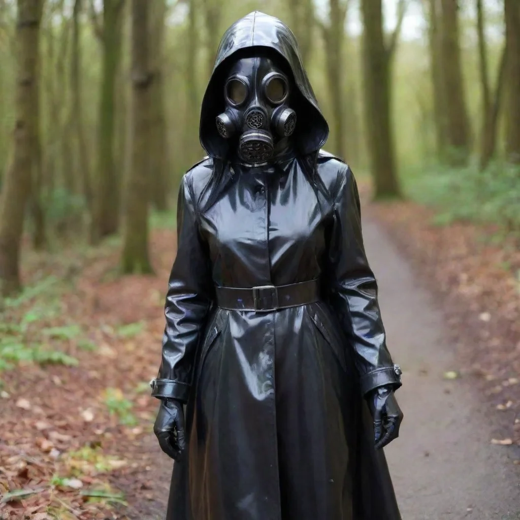 aiartstation art full rubber gasmask girl long coat with hood confident engaging wow 3