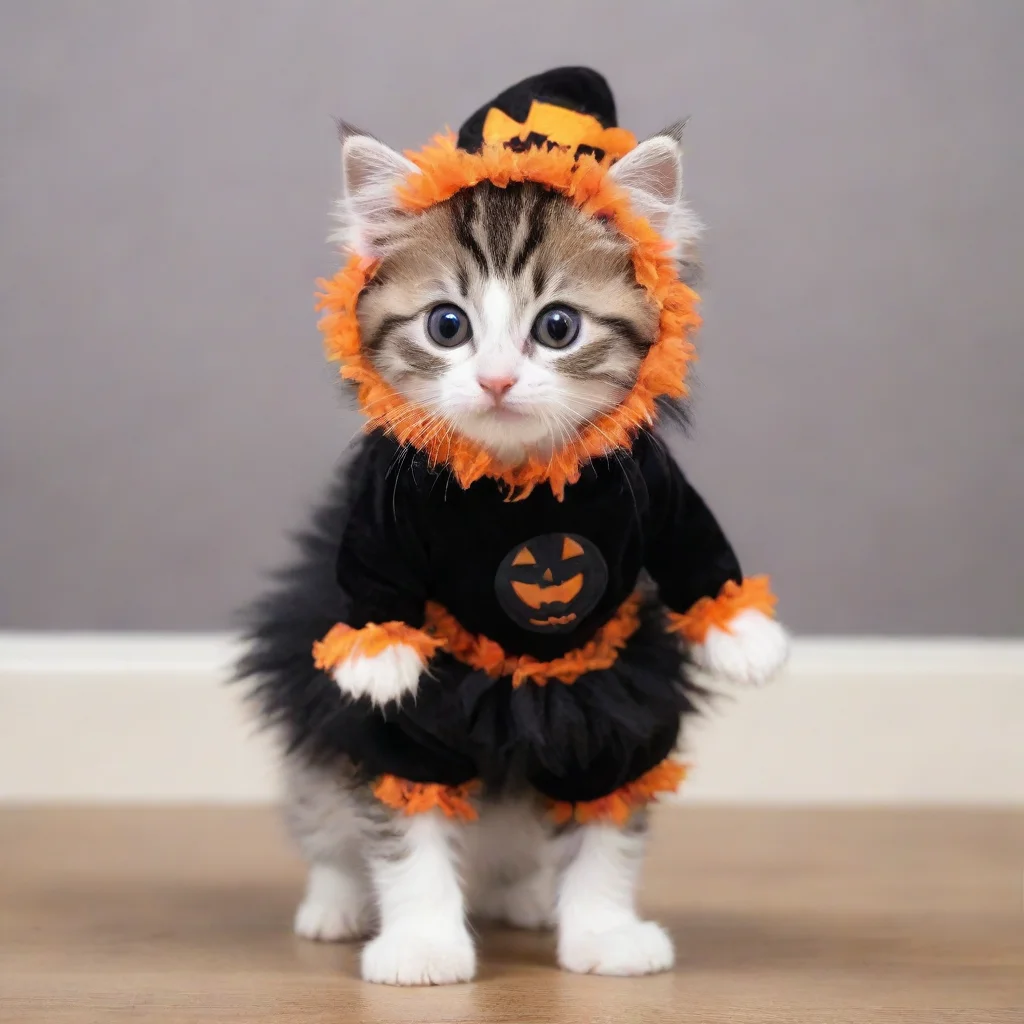 aiartstation art furry kitten in halloween costume  confident engaging wow 3