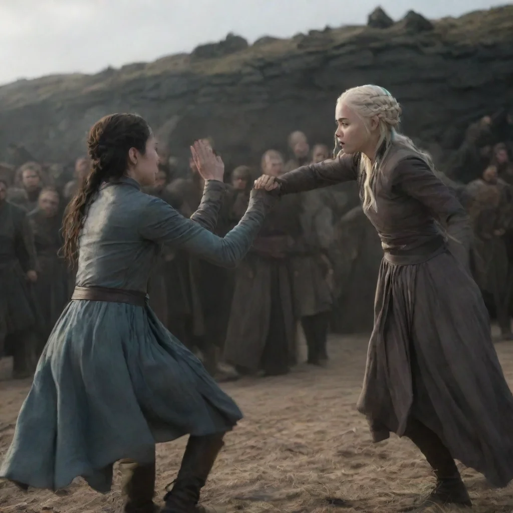 aiartstation art game of throne scene about daenerys and arya fighting confident engaging wow 3