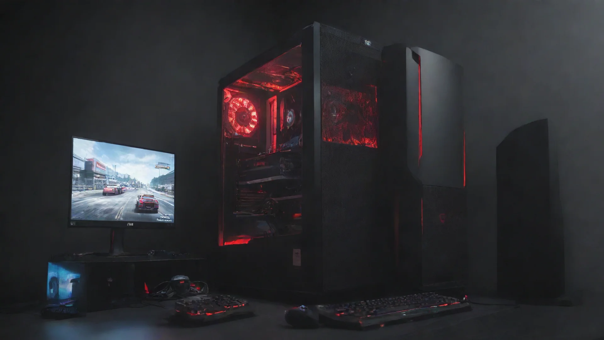 artstation art gaming pc with nissan gtr confident engaging wow 3 wide
