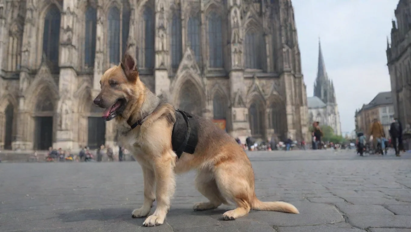 aiartstation art german dog in front of cologne cathedral confident engaging wow 3 widescreen