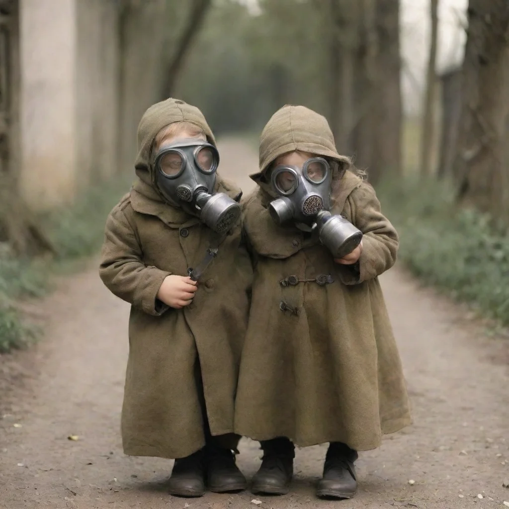 aiartstation art german war gas mask kids confident engaging wow 3