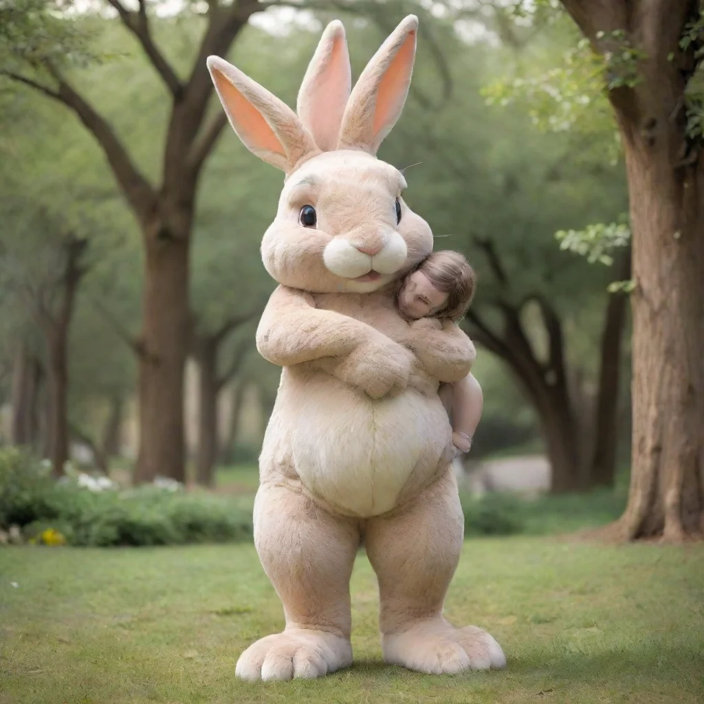 aiartstation art giant anthro rabbit holding a person confident engaging wow 3
