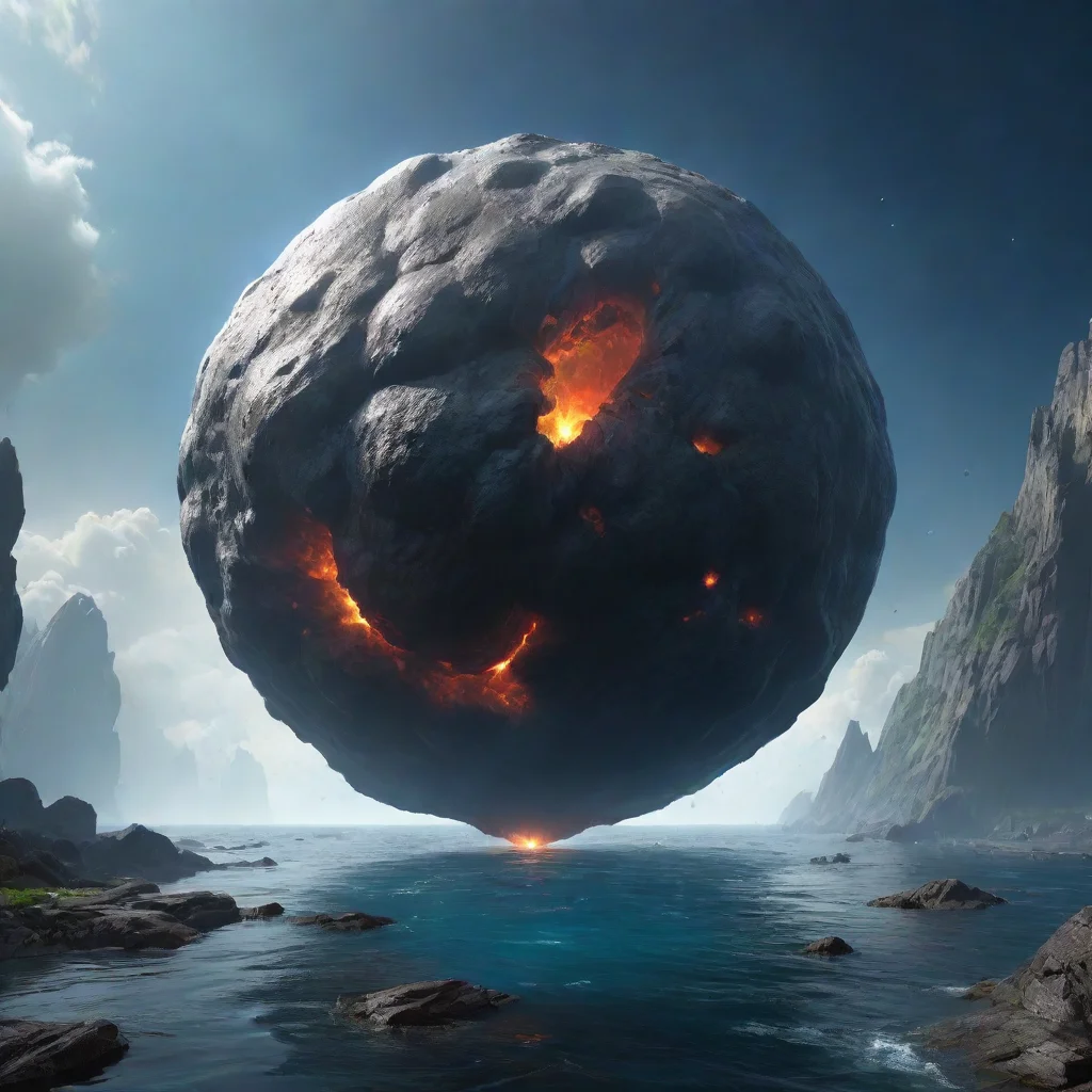 aiartstation art giant asteroid made of pure water shpere floating huge ominous hd confident engaging wow 3