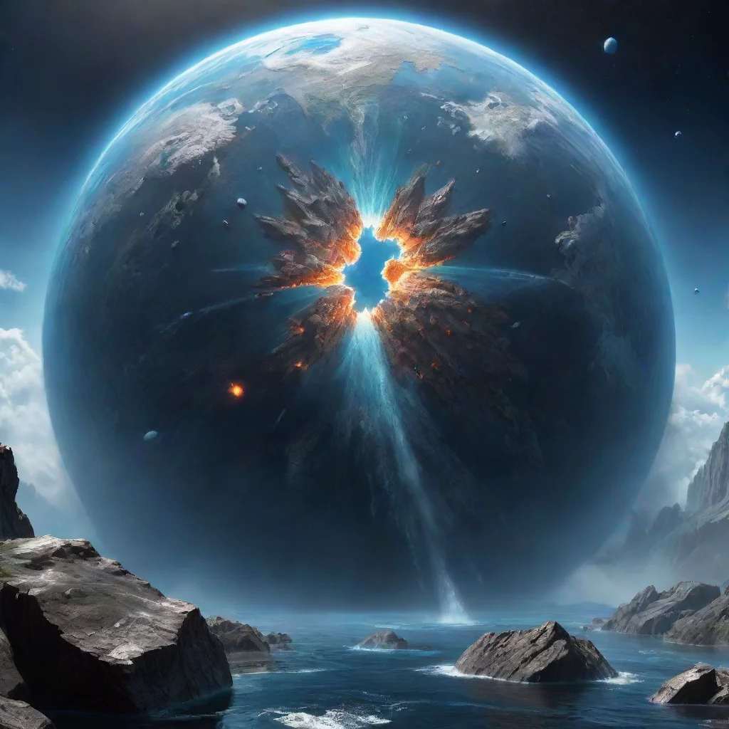 aiartstation art giant asteroid made of pure water water world impacting earth confident engaging wow 3