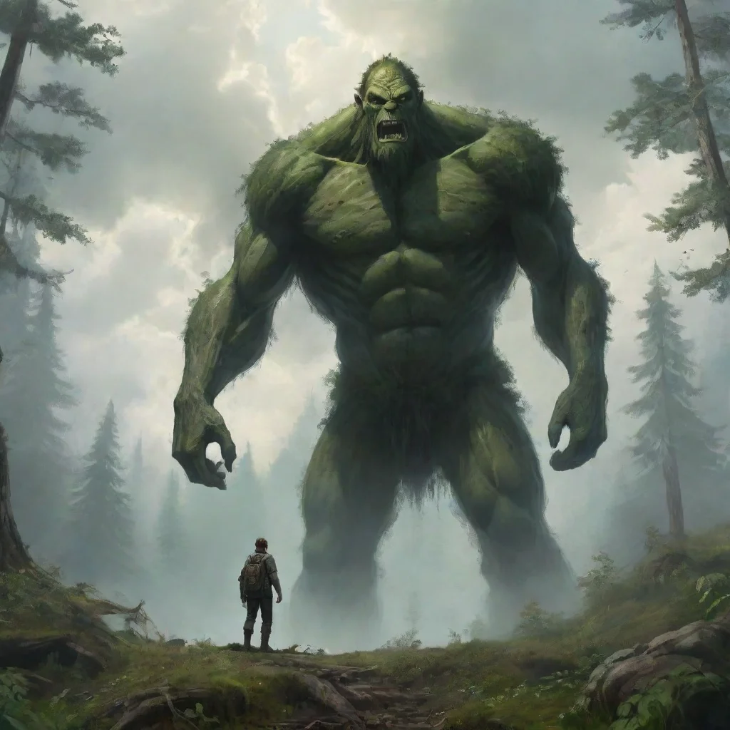 aiartstation art giant wanderer looming over a forest confident engaging wow 3