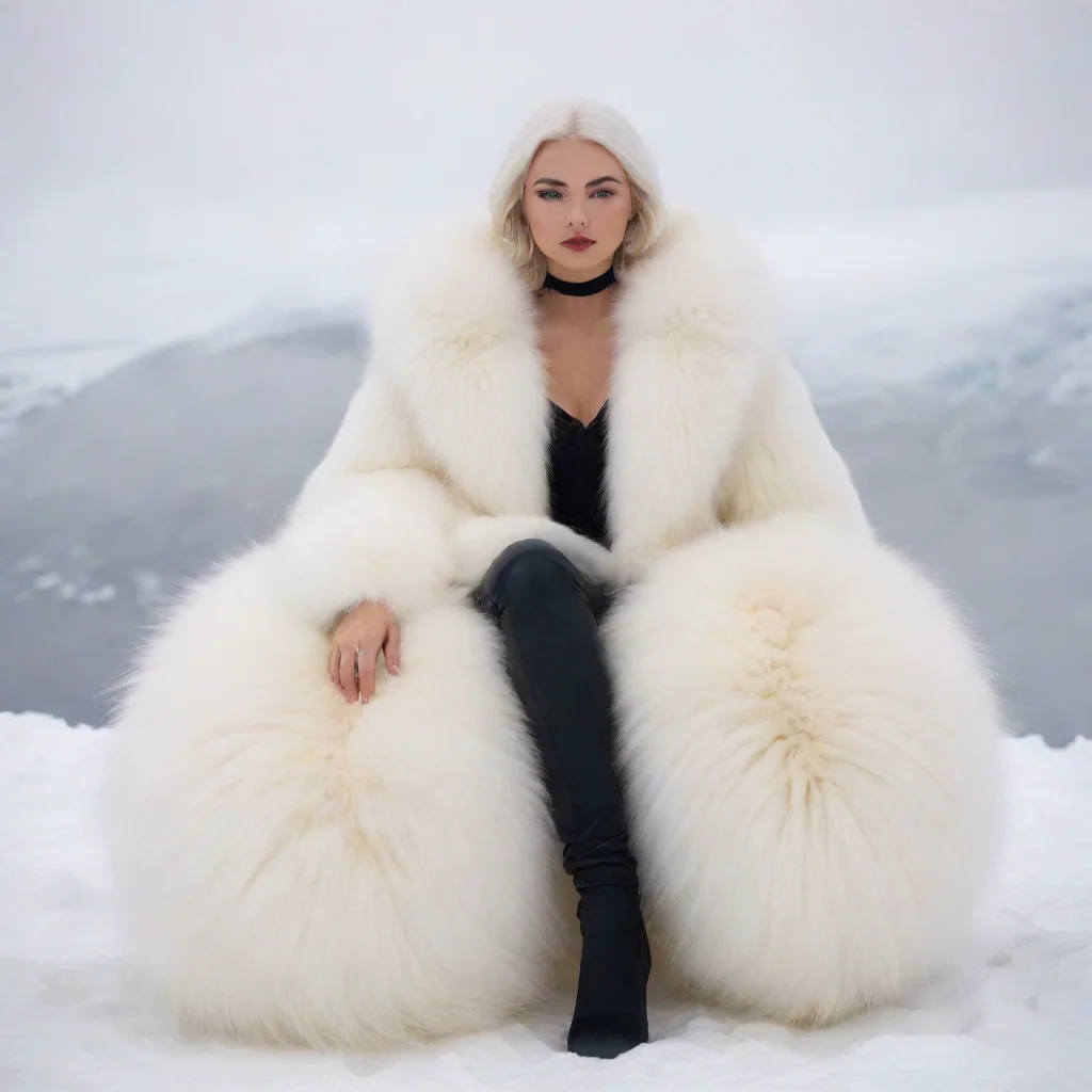aiartstation art giant white arctic fox sitting with a human covered in arcticfox fur confident engaging wow 3