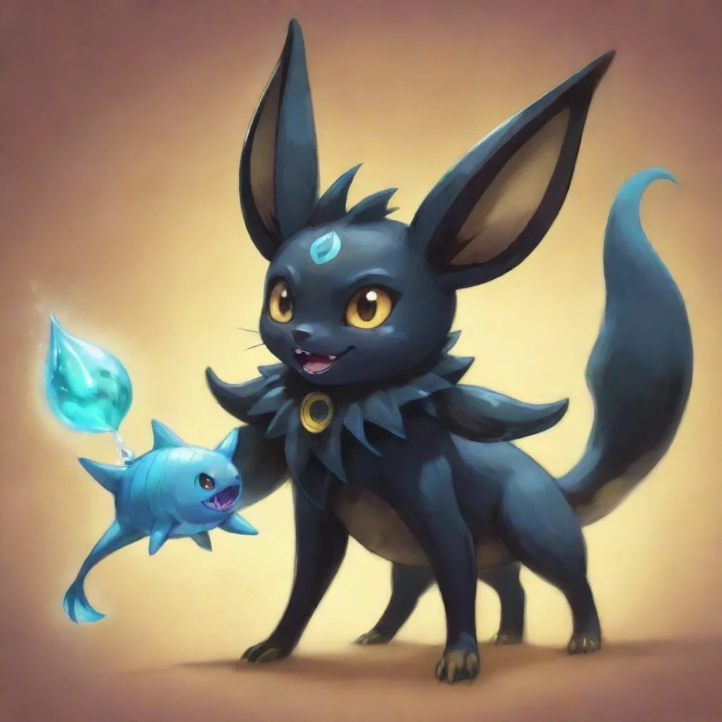 aiartstation art gigantic umbreon with an open maw and a tiny vaporeon in its mouth confident engaging wow 3