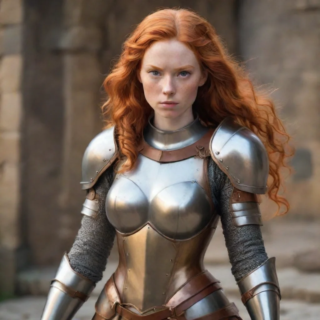 aiartstation art ginger superhero woman skin type medieval armor confident engaging wow 3