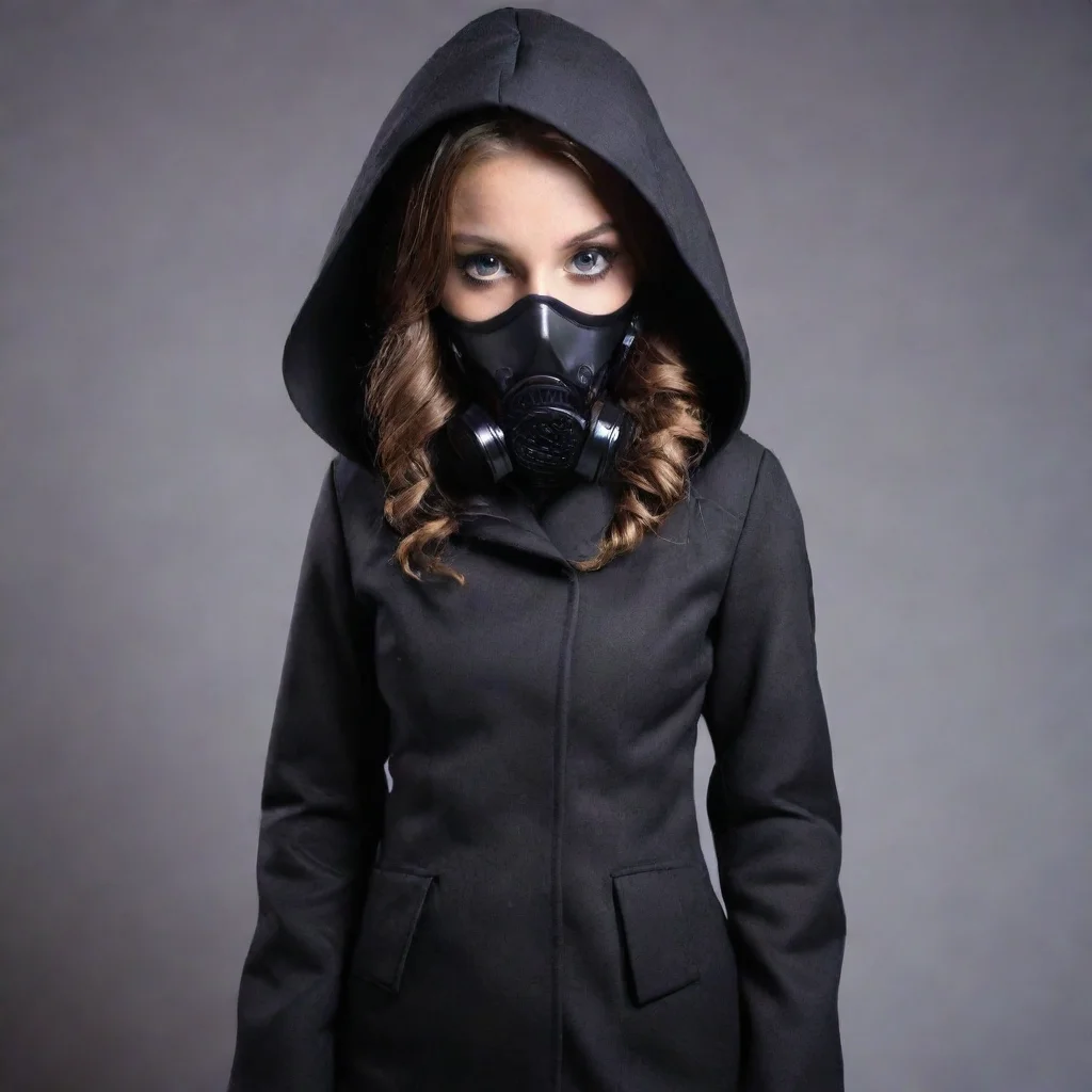 aiartstation art girl business look coat with hood gasmask confident engaging wow 3