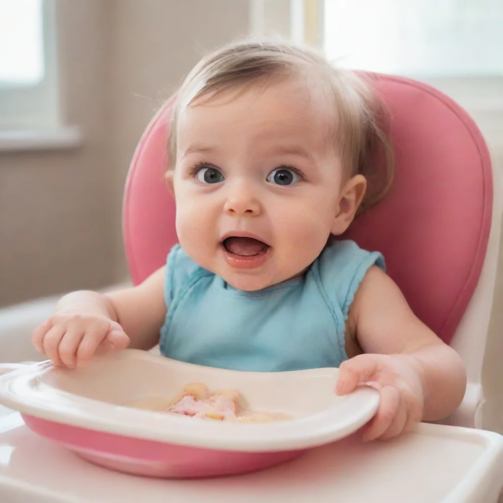 aiartstation art girl in high chair is fed like a baby confident engaging wow 3
