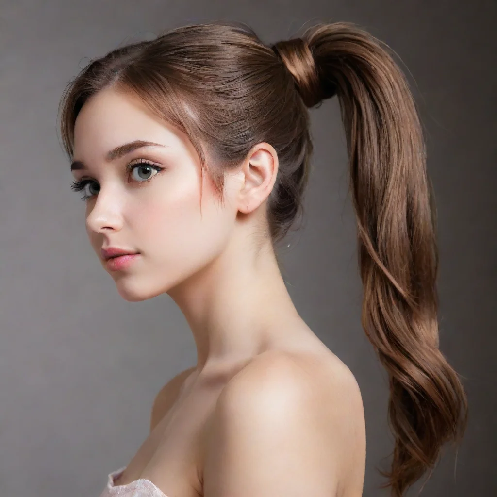 artstation art girl with brown hair in a ponytail aime  confident engaging wow 3