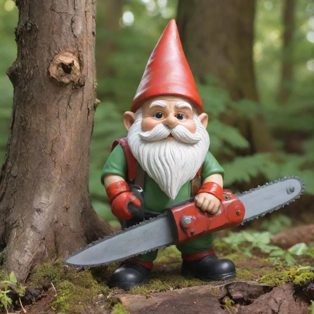 aiartstation art gnome with chainsaw confident engaging wow 3
