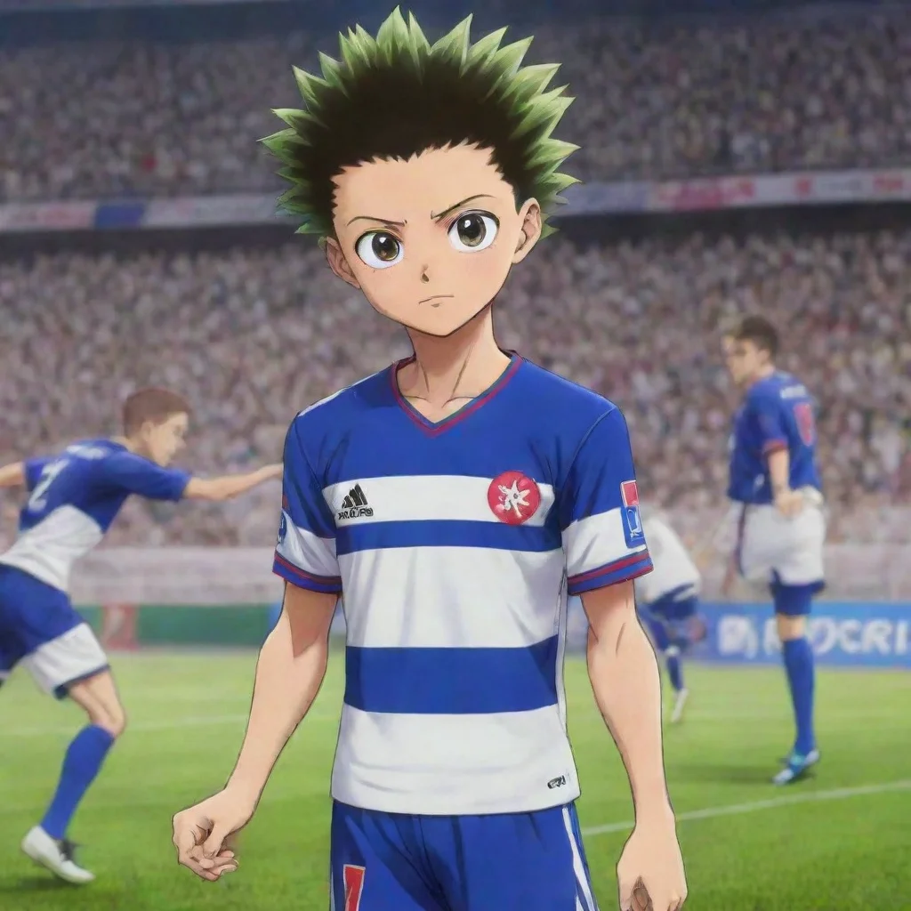 aiartstation art gon from hunter x hunter with an olympique lyonnais soccer team jersey confident engaging wow 3