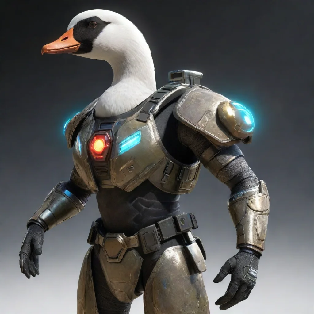 artstation art goose with lazers armor futureistic hd detailed confident engaging wow 3