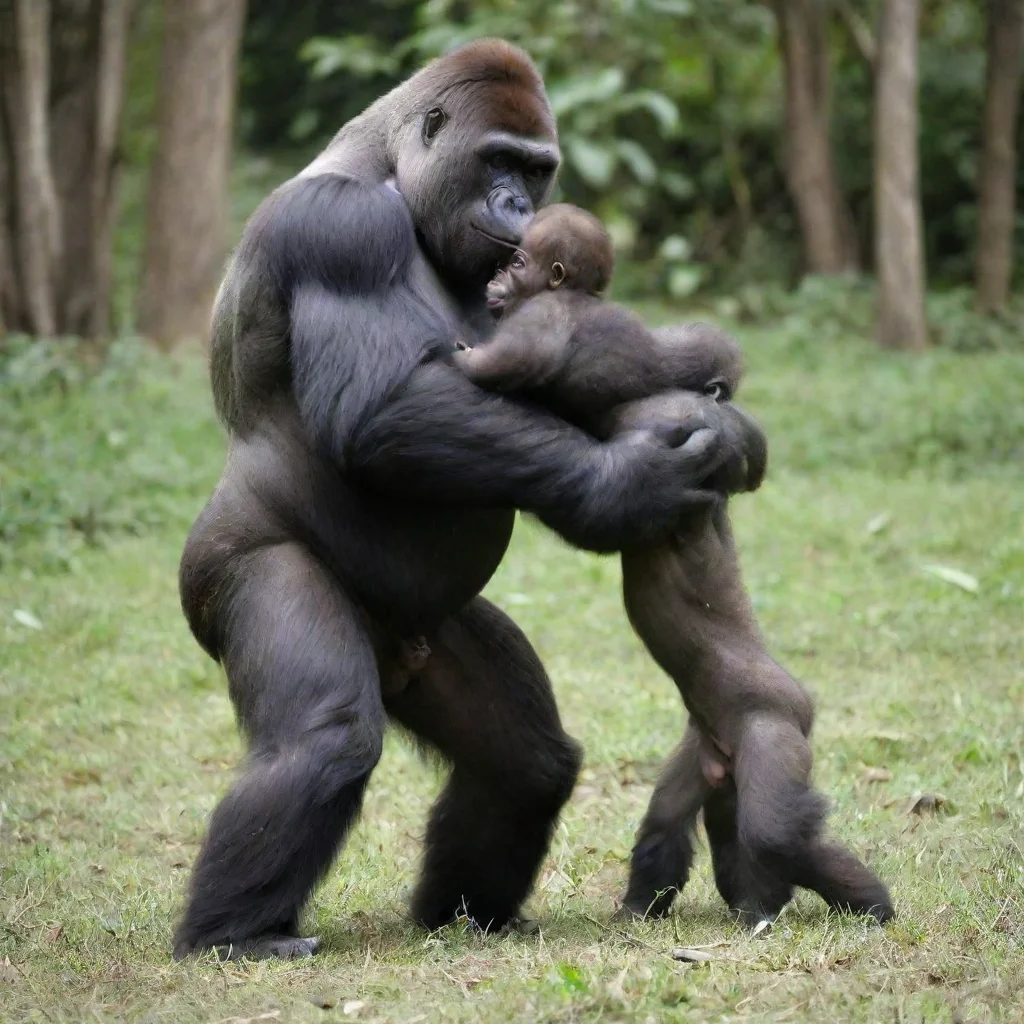 artstation art gorilla slaming a baby confident engaging wow 3