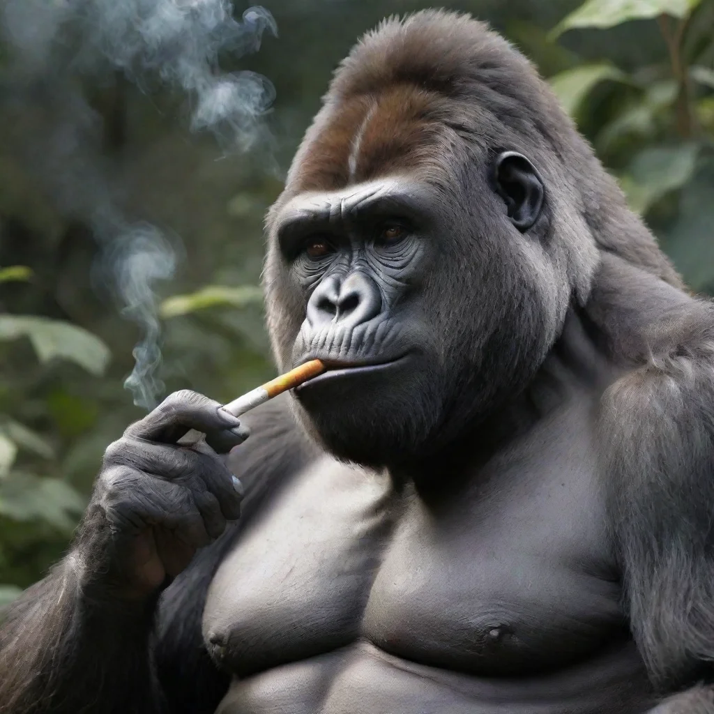 aiartstation art gorilla smoking a cigarette realistic confident engaging wow 3