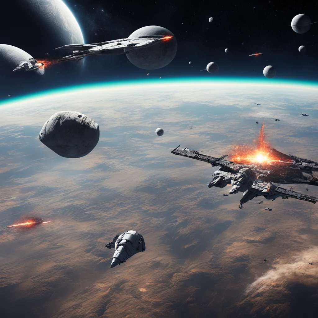 aiartstation art grand view of a space battle between the human resistance and the tel empire confident engaging wow 3