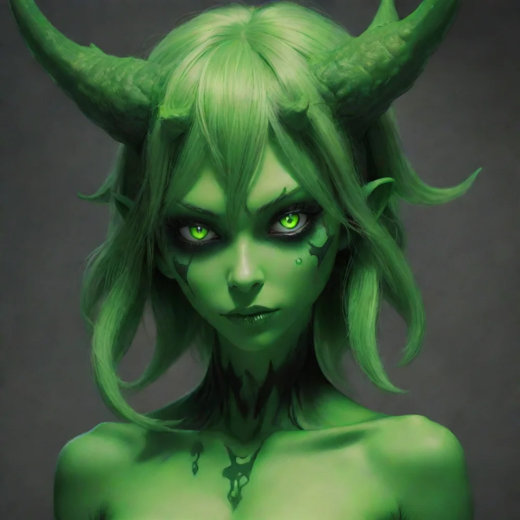 artstation art green demon girl confident engaging wow 3