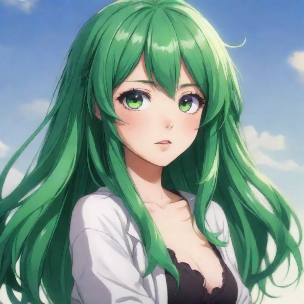 aiartstation art green haired girl anime confident engaging wow 3