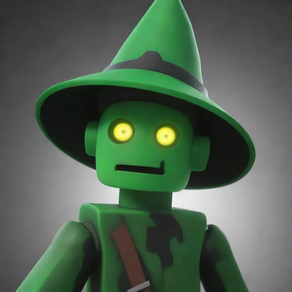 aiartstation art green roblox zombie with a sick face and overseer witch hat and helmet confident engaging wow 3