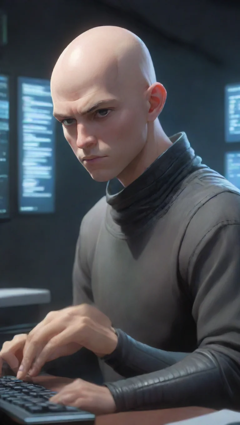 artstation art greg brockman buzz cut bald guy epic coding scene hacker typing anime hd everywhere tech confident engaging wow 3 tall