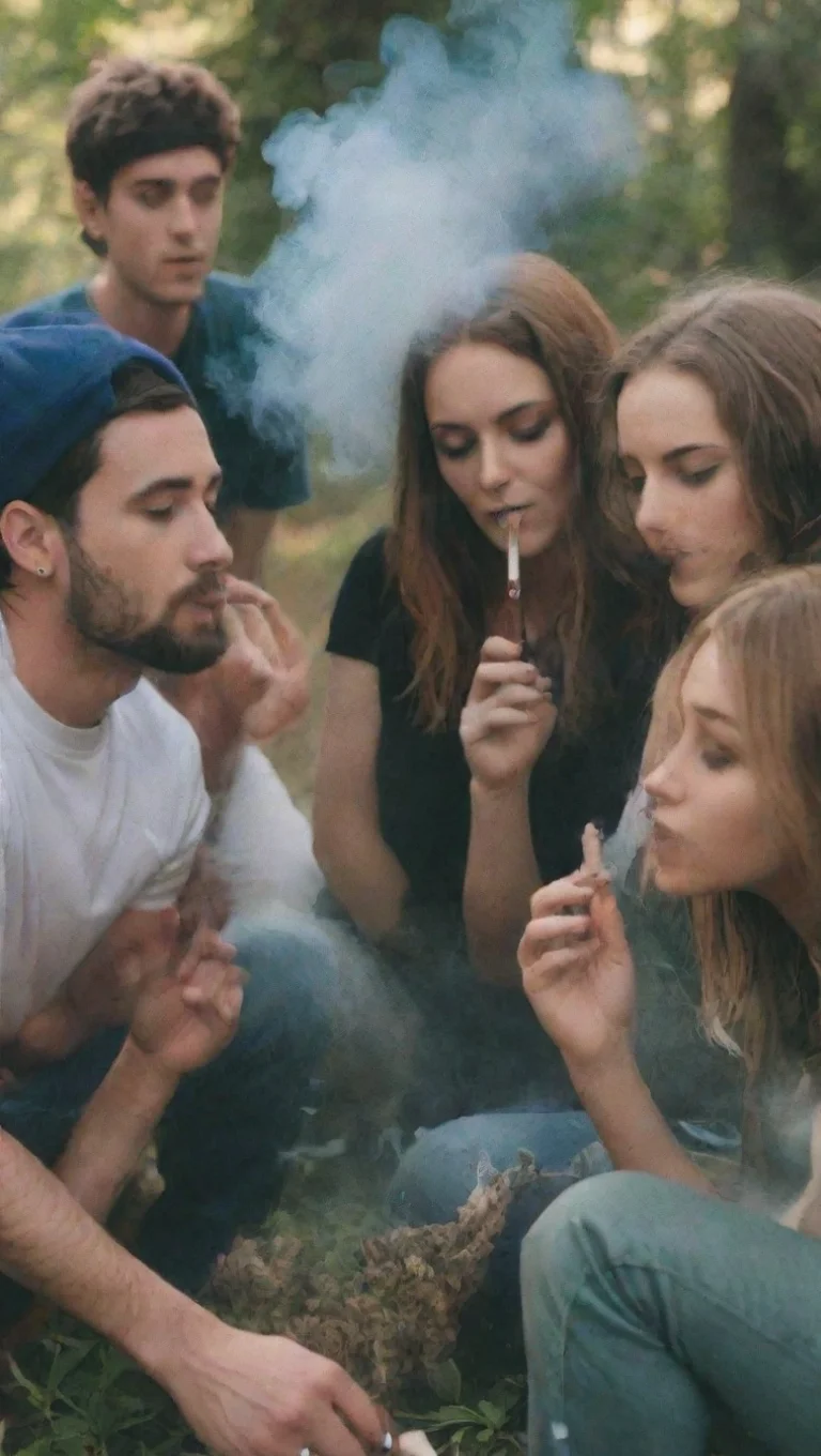 artstation art group of friends smoking weed confident engaging wow 3 tall