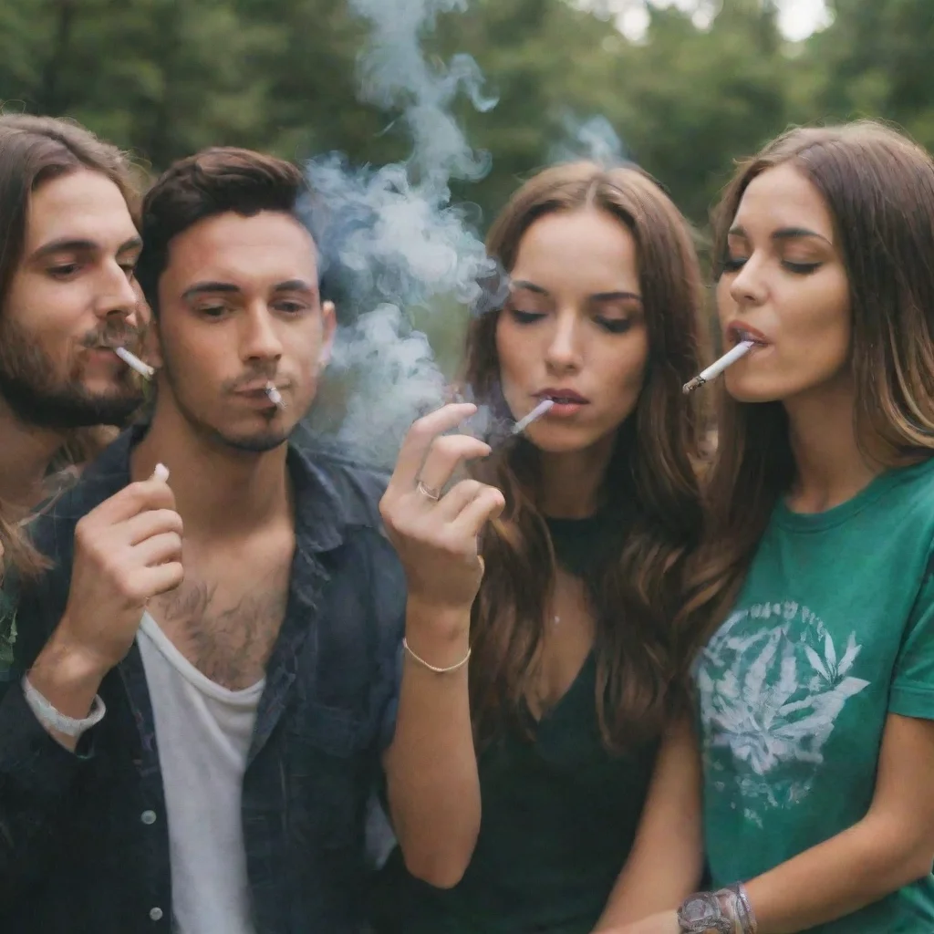 artstation art group of friends smoking weed confident engaging wow 3