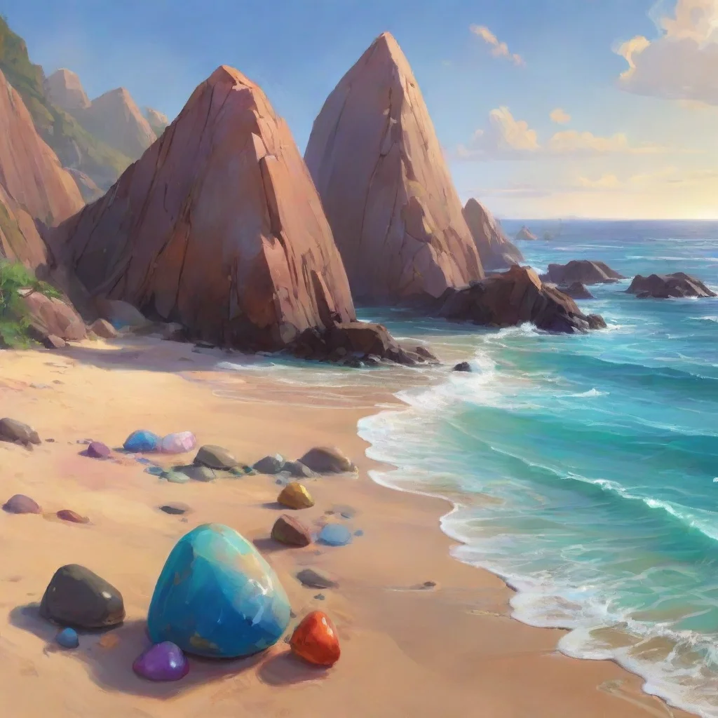 aiartstation art hagame una playa con piedras de colores tornasol confident engaging wow 3