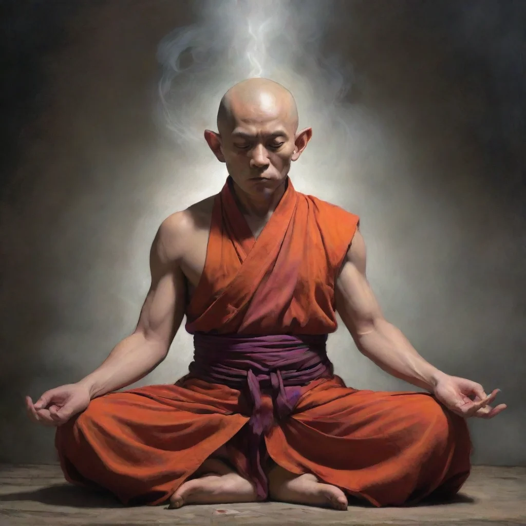 aiartstation art half demon half monk meditation  confident engaging wow 3