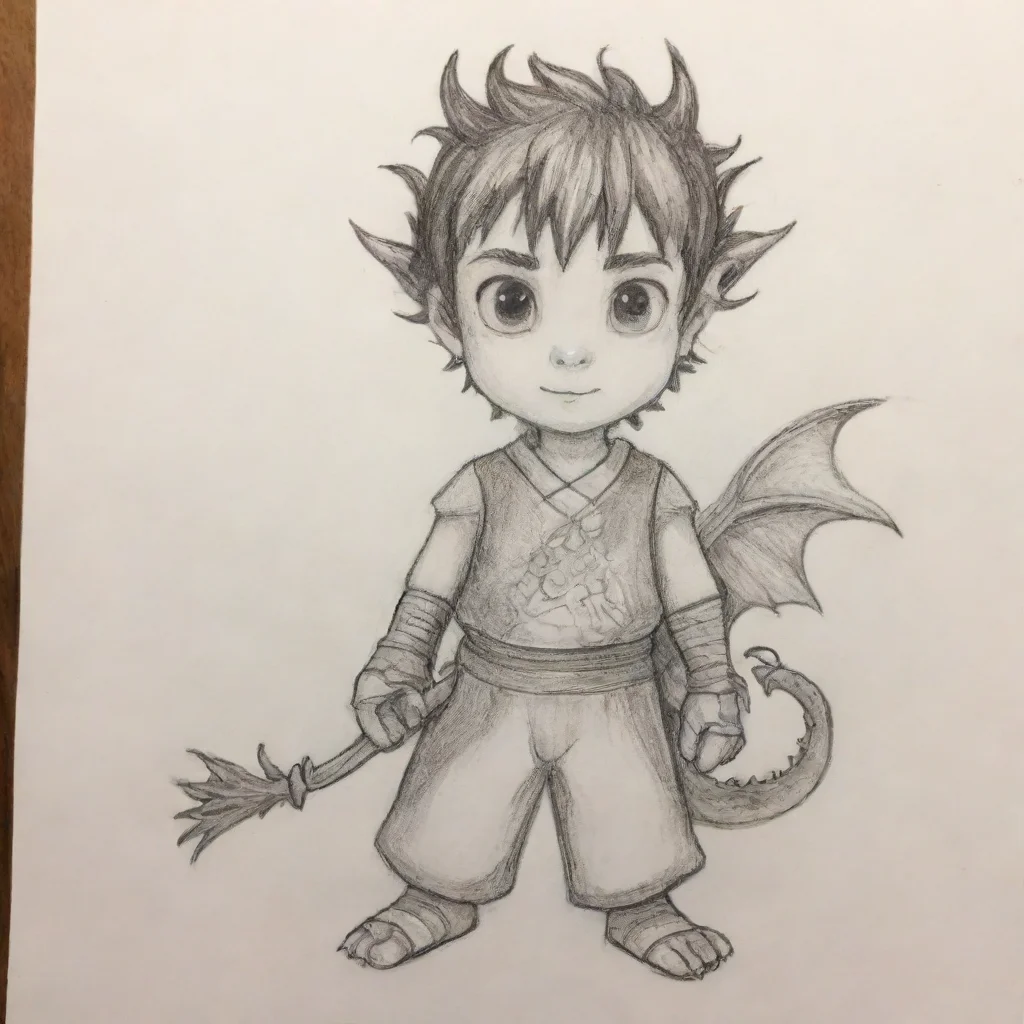 aiartstation art half dragon kid drawing  confident engaging wow 3