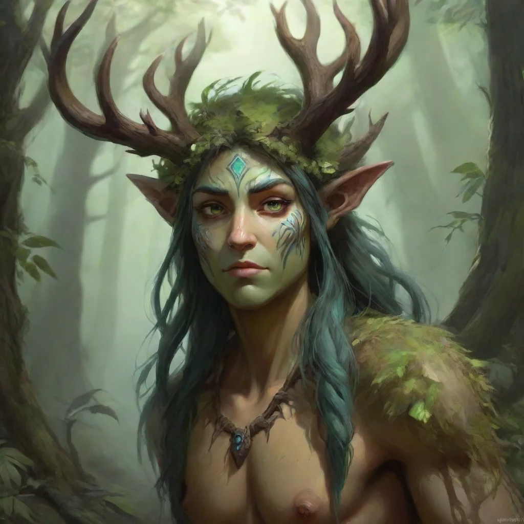 artstation art half eyed forest spirit confident engaging wow 3