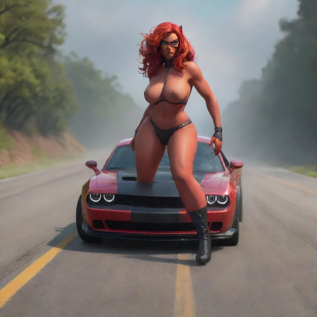 aiartstation art hellcat on curvy road confident engaging wow 3