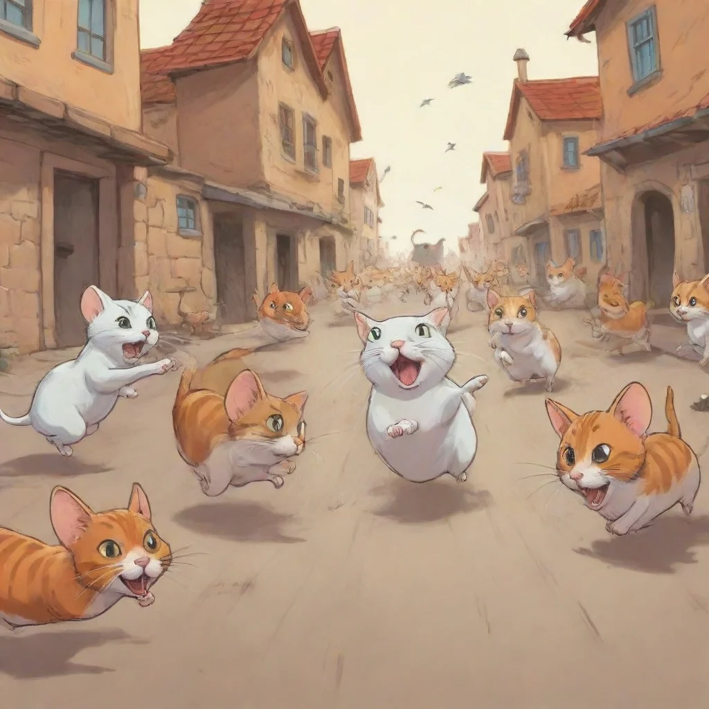 aiartstation art herd of cats being chased by a mouse in a cartoon style confident engaging wow 3