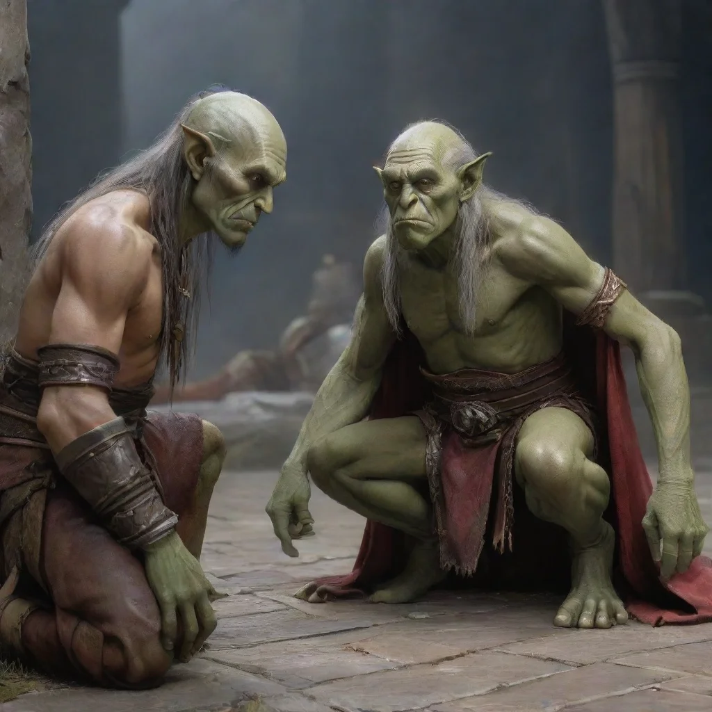 aiartstation art high elf beggar begs from master orc confident engaging wow 3