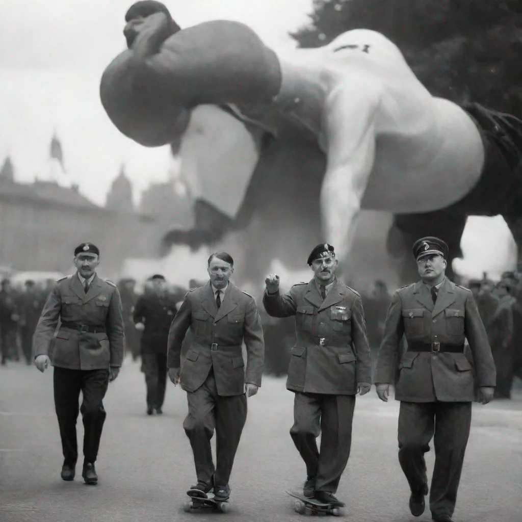 artstation art hitler on a skateboard confident engaging wow 3