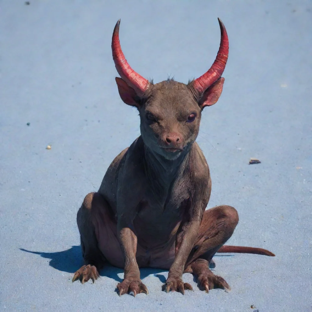 aiartstation art hornless devil sunbaking on blue sand confident engaging wow 3