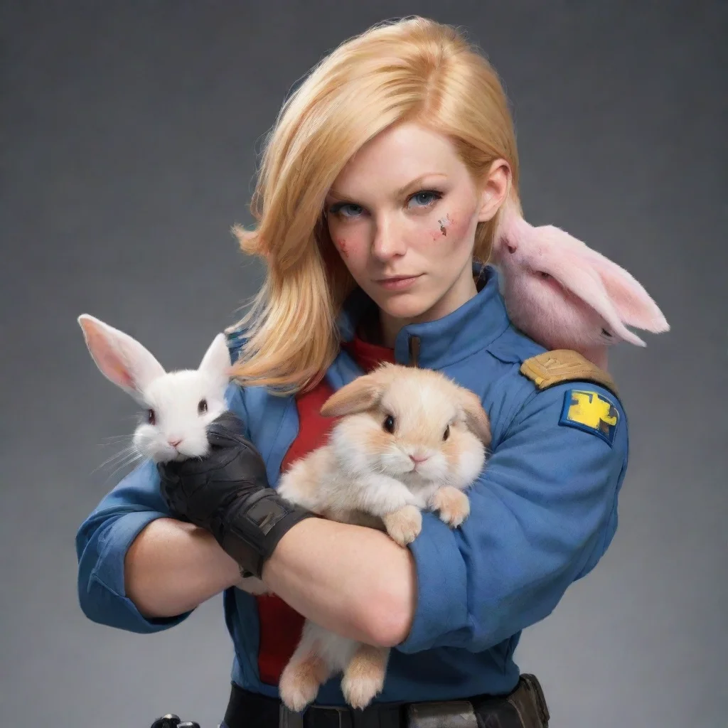 artstation art human bearded blonde swedish space soldier man holding a bloody anthro furry redhead tomboy rabbit cartoon confident engaging wow 3