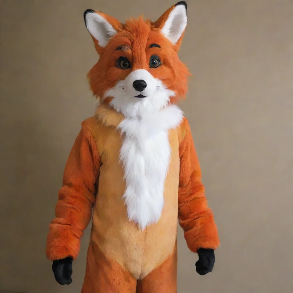 aiartstation art human male in a red fox fursuit confident engaging wow 3