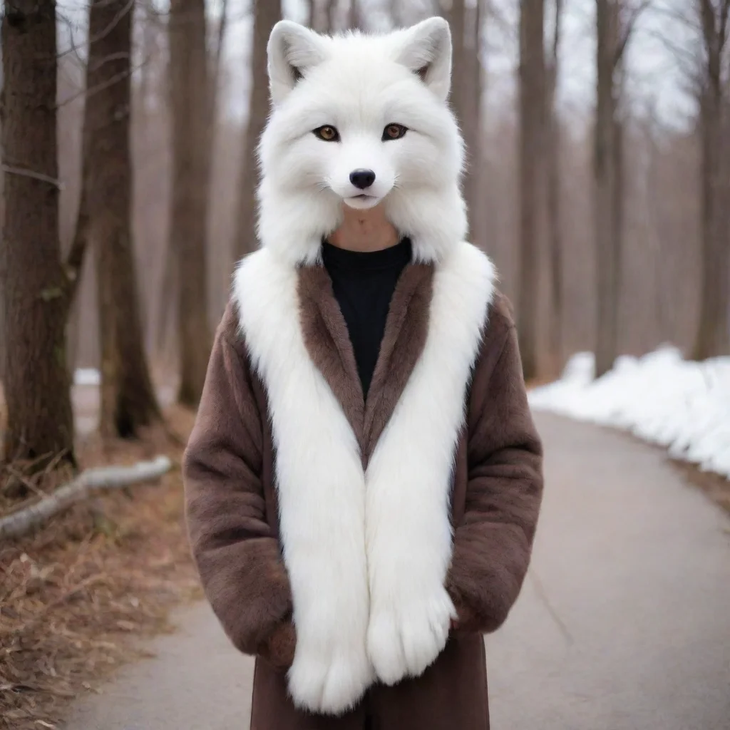 aiartstation art human male wearing realistic arctic fox fursuit  confident engaging wow 3