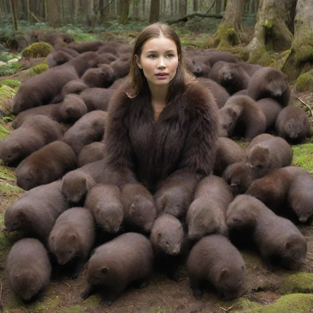 aiartstation art human surrounded by giant minks confident engaging wow 3
