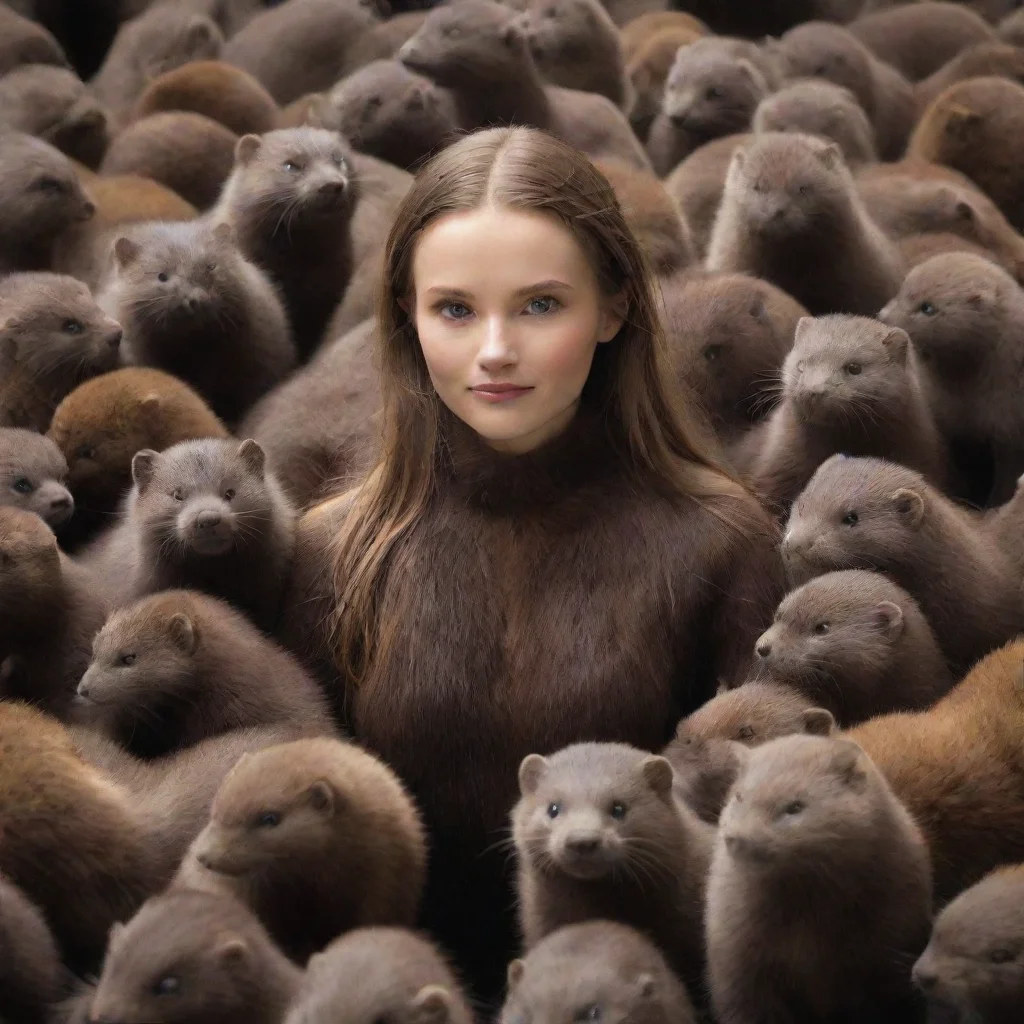 aiartstation art human surrounded by minks confident engaging wow 3