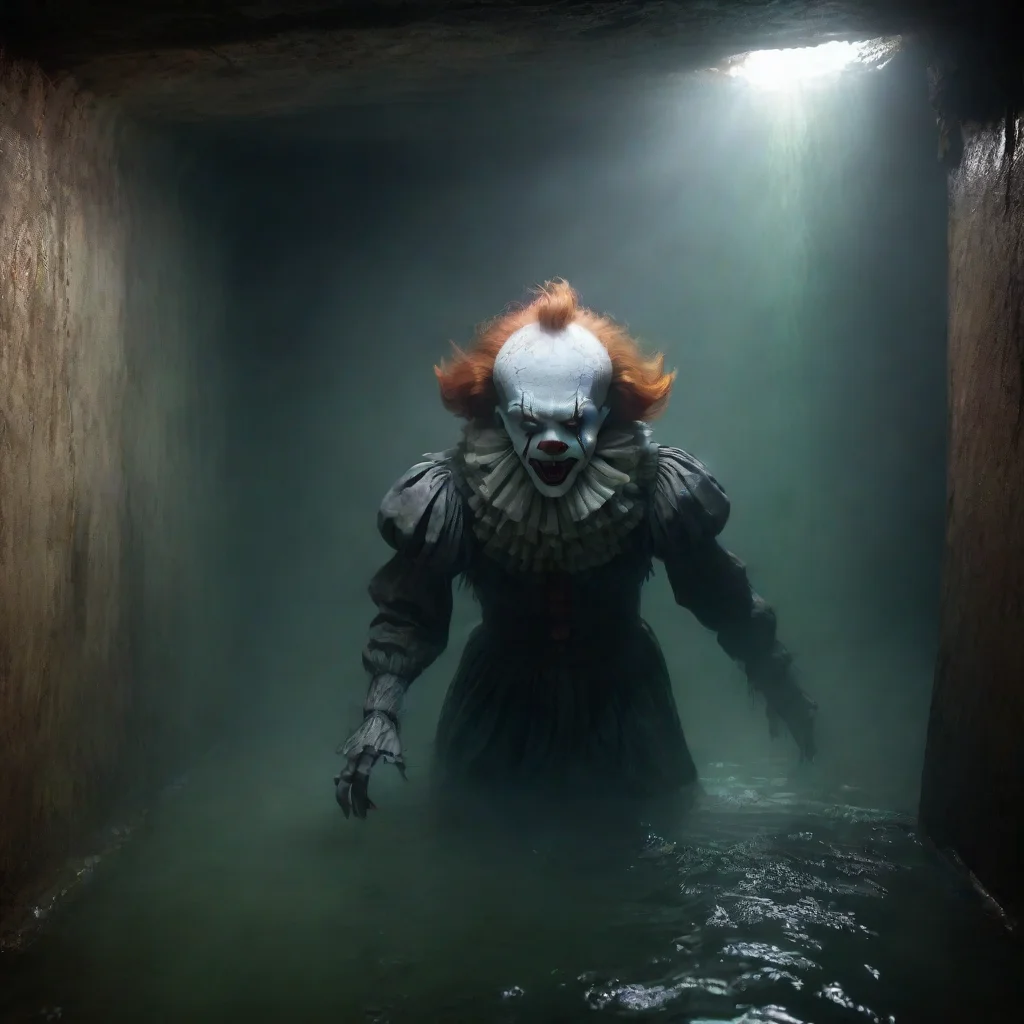 aiartstation art hyper realistic portrait of ancient evil pennywise drowning and cthulhu in an epic ancient sewer cinematic lighting fog  confident engaging wow 3