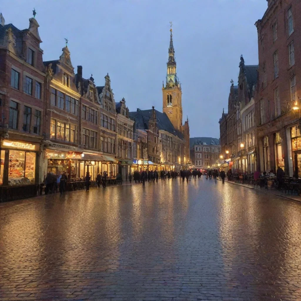 aiartstation art image of the grote markt in groningen in the evening in the rainy confident engaging wow 3