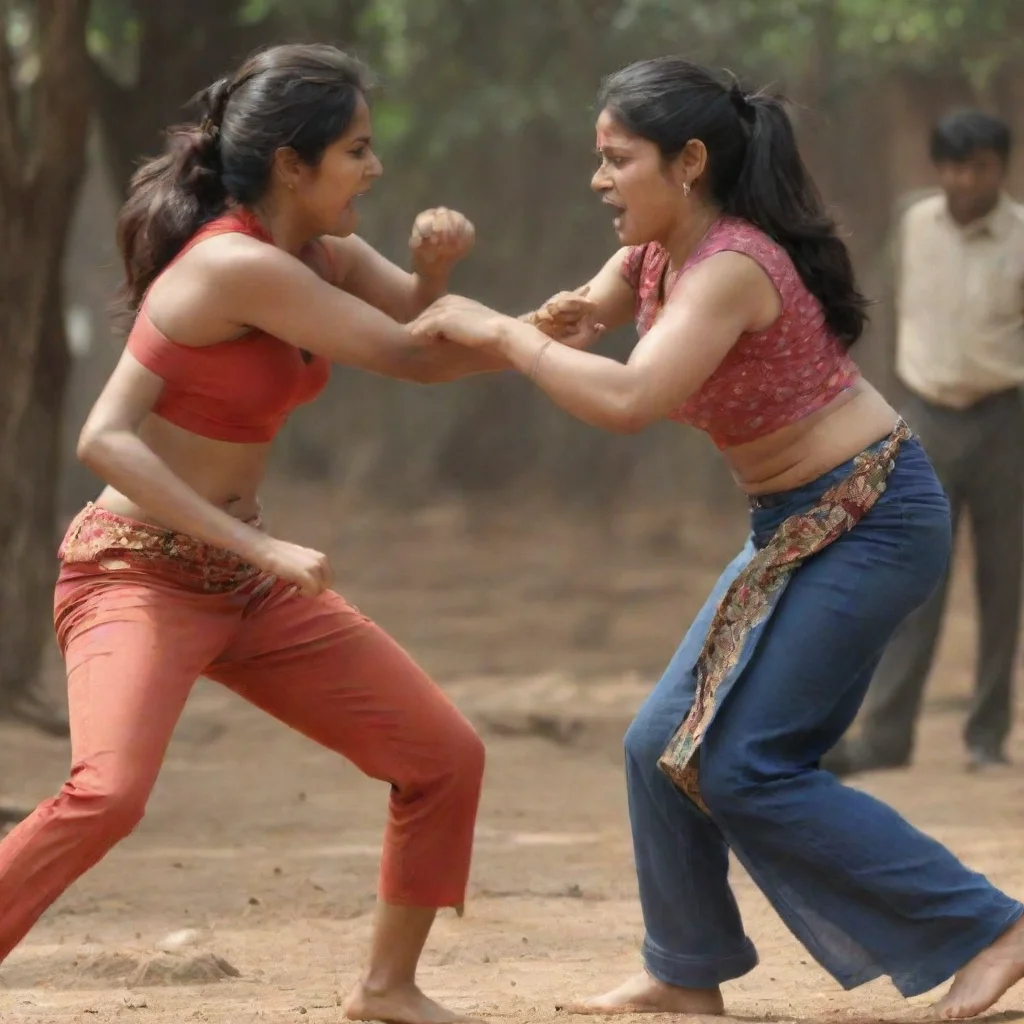 aiartstation art indian women catfight  confident engaging wow 3