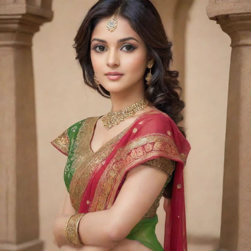 aiartstation art indian women saree low cut  confident engaging wow 3
