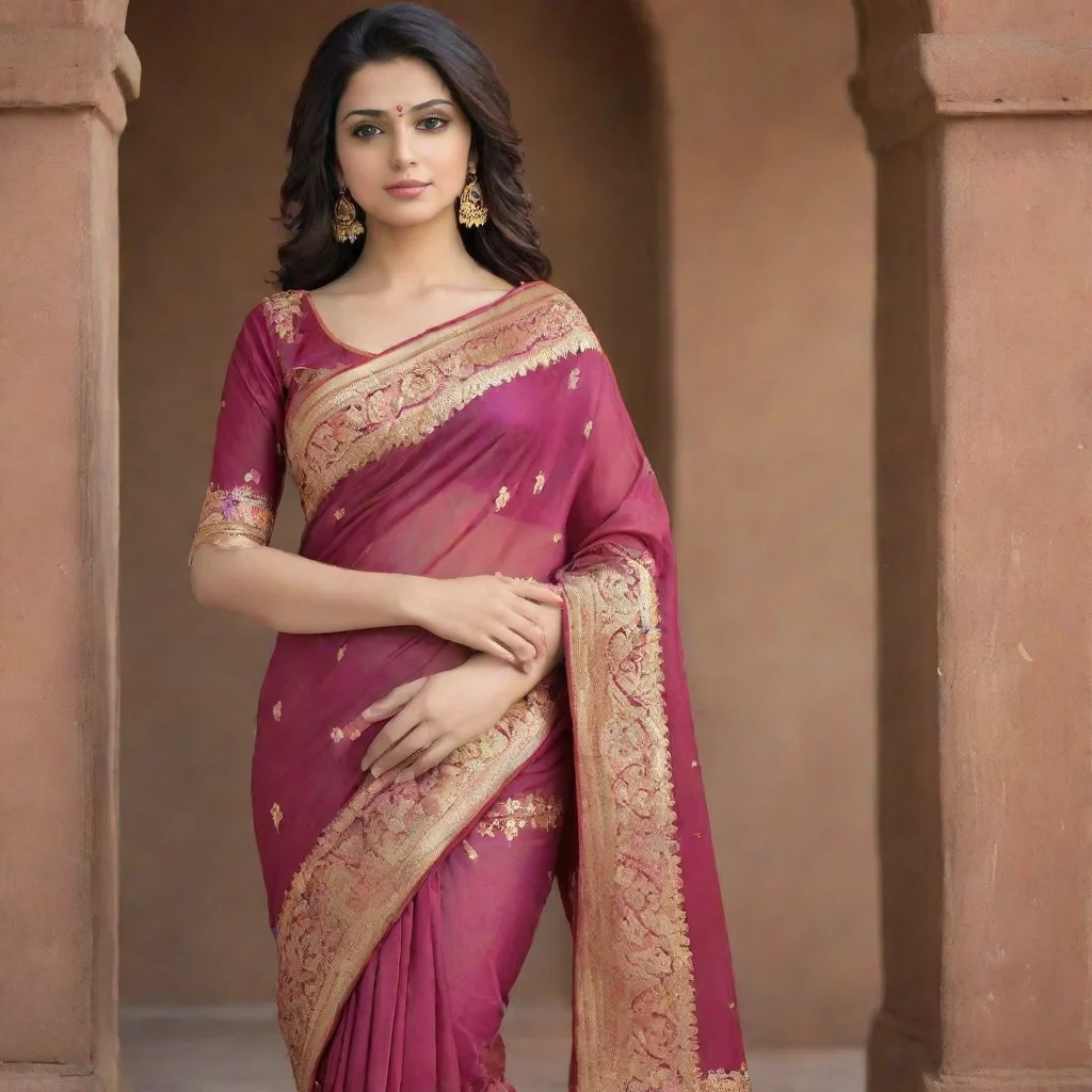 aiartstation art indian women saree no blouse just dupatta   confident engaging wow 3